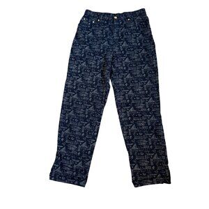 Navy Blue Lauren Ralph Lauren Sailboat Pants Size 8 high waisted Nautical Design